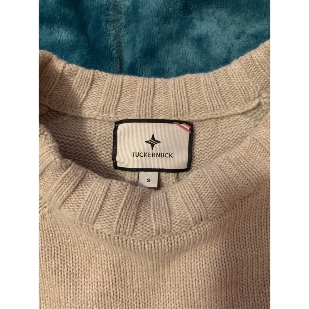 Tuckernuck Womens Oatmeal Finnegan Sweater‎ sz S Crew Neck Pullover High-Low Hem - Picture 4 of 6